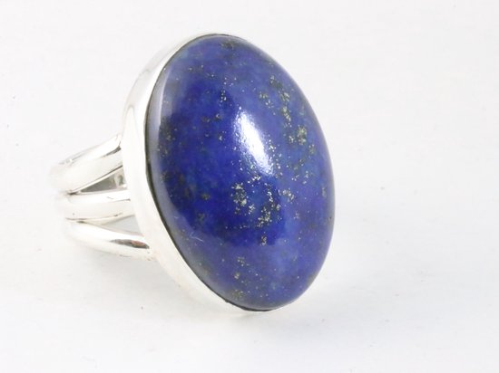 Grote ovale zilveren ring met lapis lazuli afbeelding 1