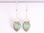 Lange bewerkte zilveren oorbellen met prehniet afbeelding 4