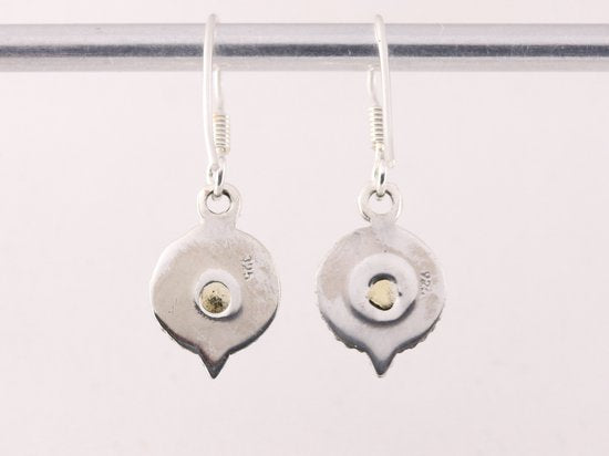 Fijne bewerkte ronde zilveren oorbellen met citrien afbeelding 3