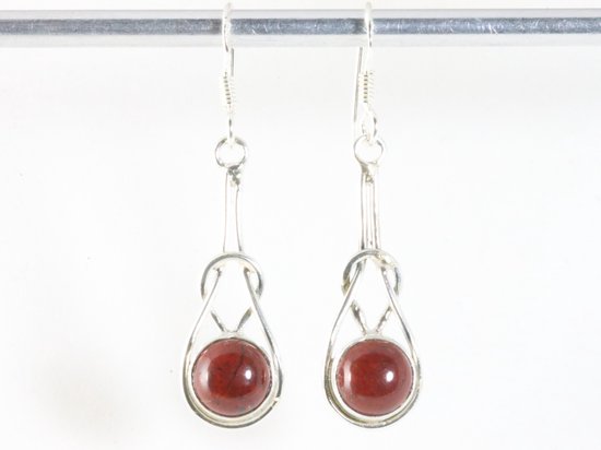 Zilveren oorbellen met rode jaspis afbeelding 4