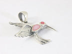 Zilveren kolibrie hanger met roze parelmoer afbeelding 2