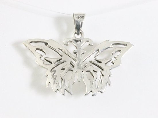 Opengewerkte zilveren vlinder hanger afbeelding 3