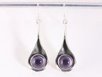 Lange druppelvormige zilveren oorbellen met amethist afbeelding 4