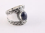 Bewerkte zilveren ring met lapis lazuli afbeelding 1