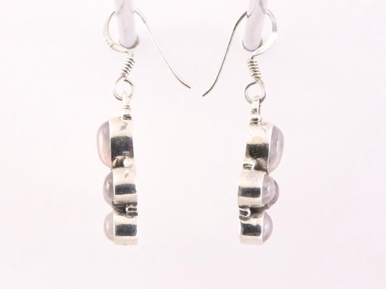 Zilveren oorbellen met rozenkwarts afbeelding 2