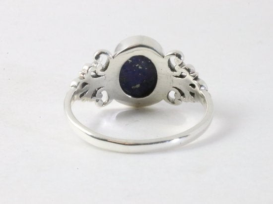 Fijne bewerkte zilveren ring met lapis lazuli afbeelding 3
