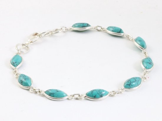 Fijne zilveren armband met turkoois afbeelding 2