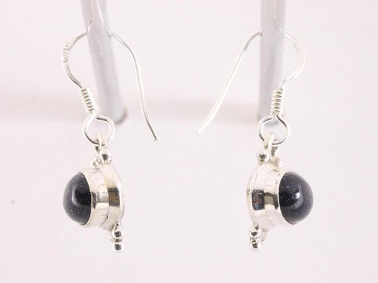 Fijne bewerkte zilveren oorbellen met blauwe zonnesteen afbeelding 2