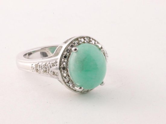 Zilveren ring met smaragd en witte topaas afbeelding 1