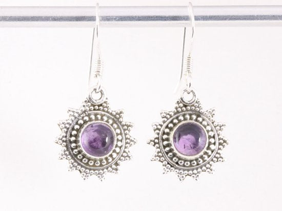 Fijne bewerkte zilveren oorbellen met amethist afbeelding 4