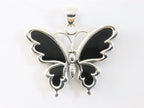 Zilveren vlinder hanger met zwarte schelp afbeelding 4