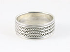Zware zilveren ring met kabelpatronen afbeelding 1