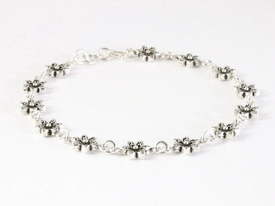 Fijne zilveren armband met bloemen afbeelding 2