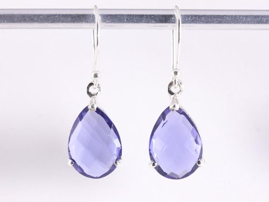 Zilveren oorbellen met ioliet afbeelding 4