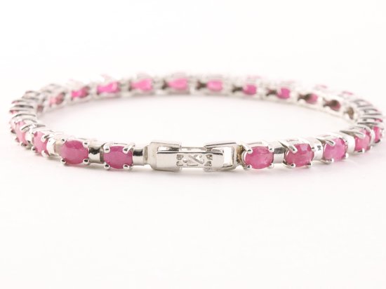 Zilveren tennisarmband met robijn afbeelding 3