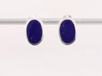 Ovale zilveren oorstekers met lapis lazuli afbeelding 4