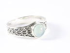 Bewerkte zilveren ring met aqua chalcedoon afbeelding 1