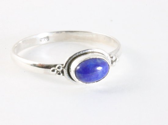 Fijne bewerkte zilveren ring met lapis lazuli afbeelding 1