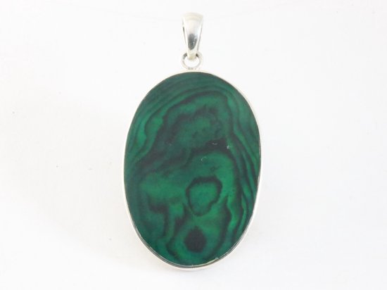 Ovale zilveren hanger met kraanvogel op abalone schelp afbeelding 3