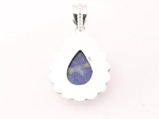 Bewerkte zilveren hanger met lapis lazuli afbeelding 3