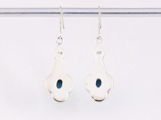 Zilveren oorbellen met blauwe turkoois en marcasiet afbeelding 3