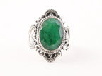 Bewerkte zilveren ring met smaragd afbeelding 4
