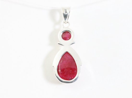Zilveren hanger met robijn afbeelding 3