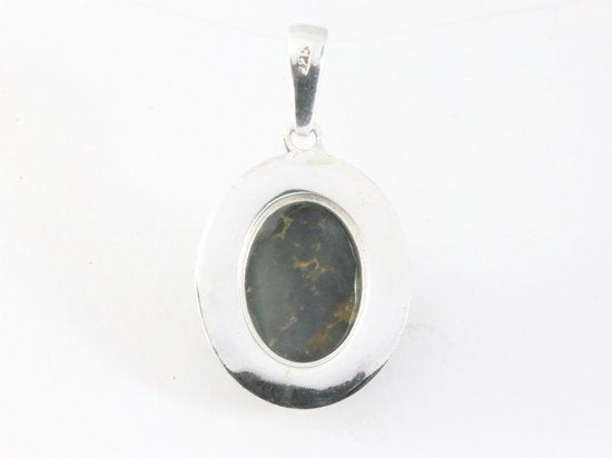 Bewerkte zilveren hanger met zwarte koperturkoois afbeelding 3