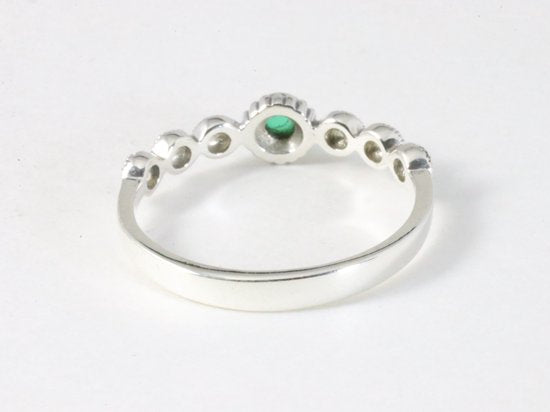 Fijne zilveren ring met groene agaat en marcasiet afbeelding 3