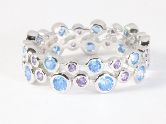 Zware zilveren ring met aquamarijn en amethist afbeelding 1