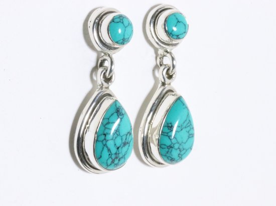 Zilveren oorstekers met turkoois afbeelding 2