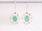 Opengewerkte zilveren oorbellen met groene agaat afbeelding 3
