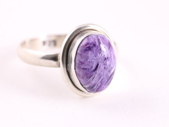 Fijne zilveren ring met charoiet afbeelding 1