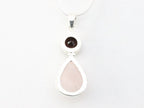 Zilveren hanger met rozenkwarts en granaat aan ketting afbeelding 3