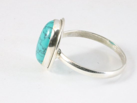 Ovale zilveren ring met turkoois afbeelding 2