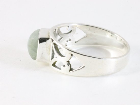 Opengewerkte zilveren ring met aquamarijn afbeelding 2