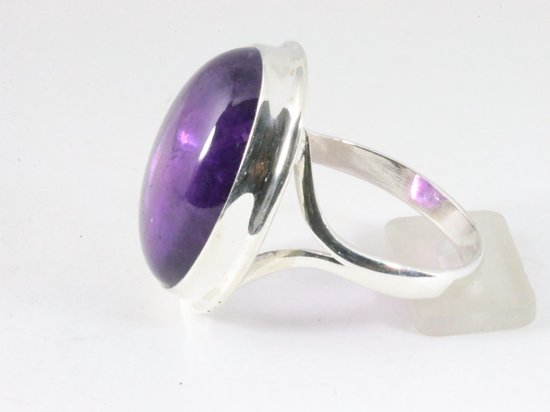 Grote ovale zilveren ring met amethist afbeelding 2
