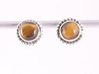 Fijne bewerkte ronde zilveren oorstekers met tijgeroog afbeelding 4