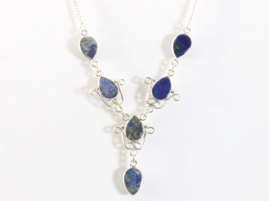 Zilveren ketting met lapis lazuli afbeelding 2