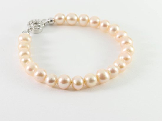 Armband met natuurlijke roze zoetwater parels en zilveren sluiting afbeelding 2