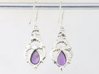 Opengewerkte zilveren oorbellen met amethist afbeelding 2