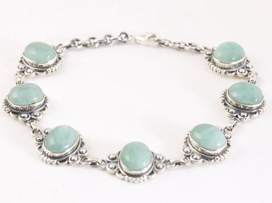 Bewerkte zilveren armband met amazoniet afbeelding 1