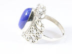 Opengewerkte zilveren ring met lapis lazuli afbeelding 2