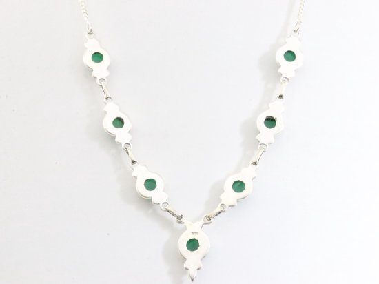 Bewerkte zilveren ketting met groene aventurijn afbeelding 2