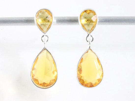 Zilveren oorstekers met citrien afbeelding 4