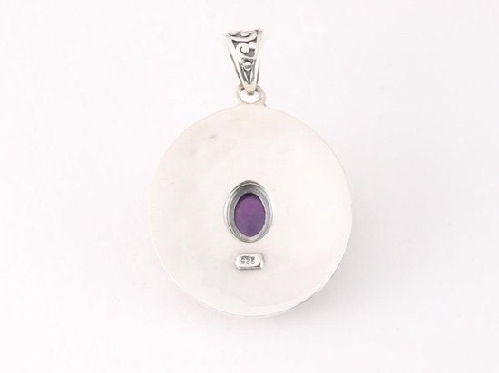 Bewerkte zilveren hanger met amethist afbeelding 2