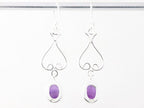 Lange zilveren oorbellen met amethist afbeelding 3