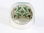 Zware bewerkte zilveren ring met jade afbeelding 3
