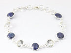 Zilveren armband met blauwe saffier en bergkristal afbeelding 1