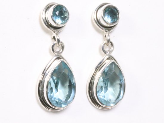 Zilveren oorstekers met aquamarijn afbeelding 1